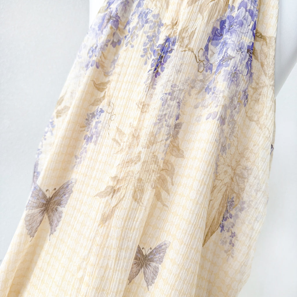 Indigo Wisteria Print Halter Neck Sleeveless Blouse