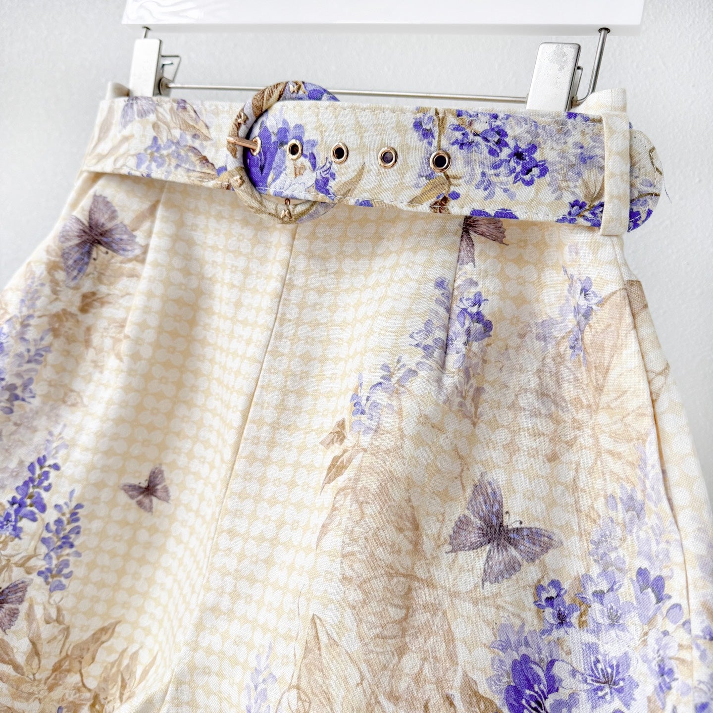 Indigo Wisteria Print High Rise Wide Leg Shorts