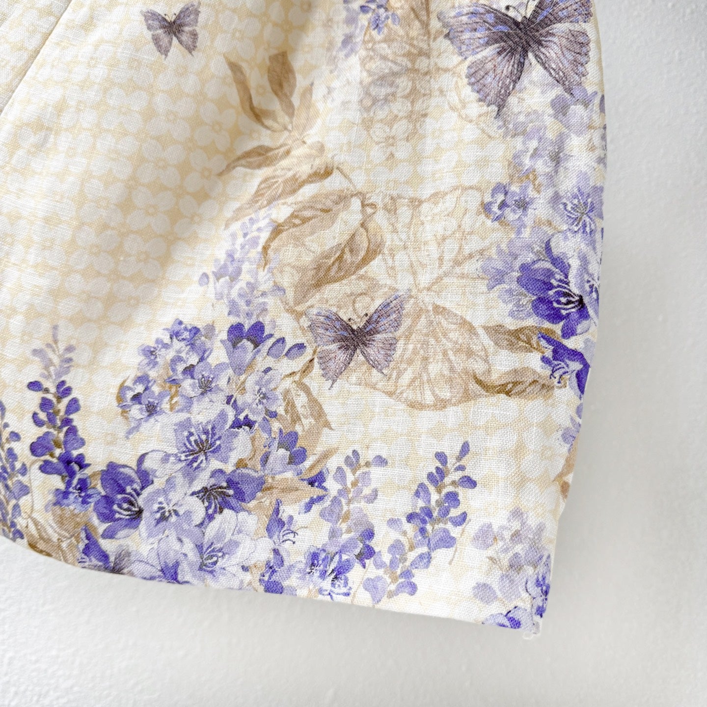 Indigo Wisteria Print High Rise Wide Leg Shorts
