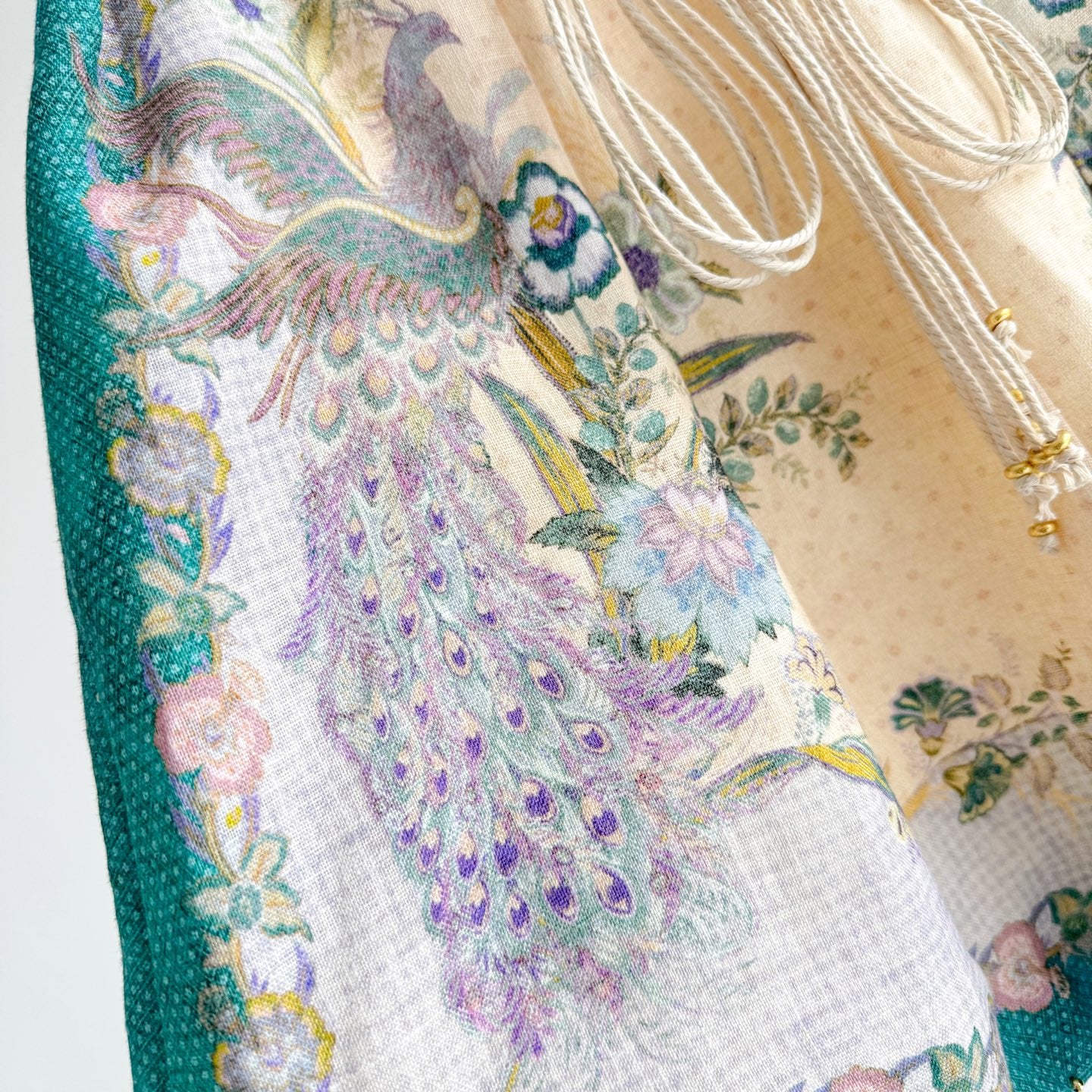 The Indra Billow Blouse Short in Cream Scarf Floral Two piece Set