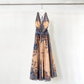 The Ascension Plunge Halter Maxi in Blue/Cream Indienne Floral