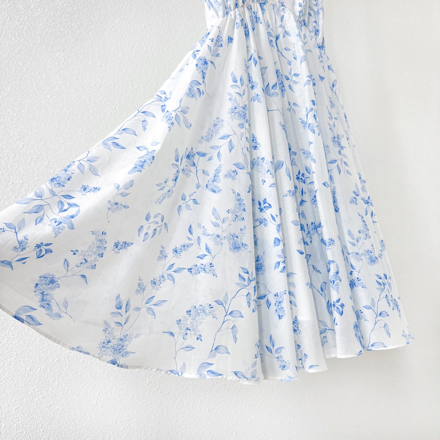 Light Blue White Tiny Floral Print V-Neck Camisole Mini Dress