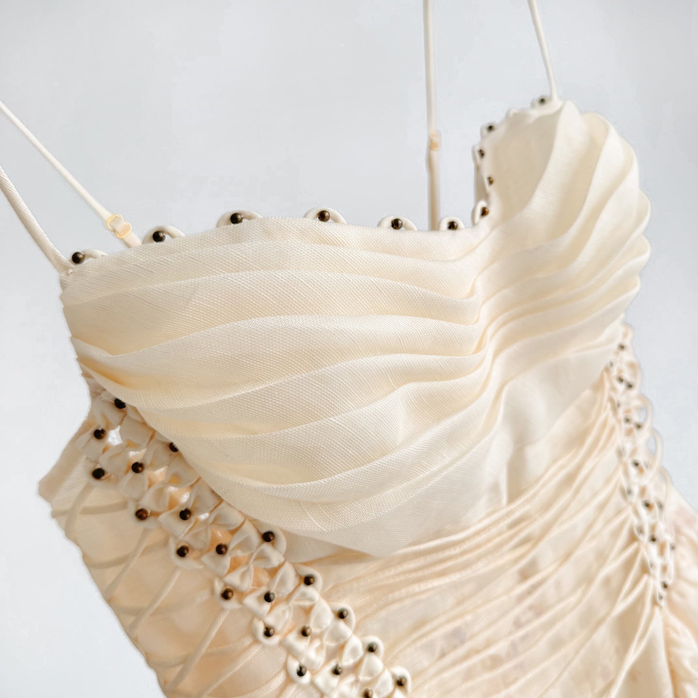 The Alchemy Beaded Mini Dress in Cream Multi Floral