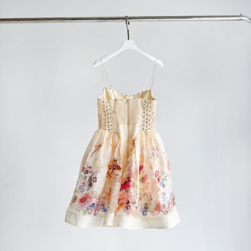The Alchemy Beaded Mini Dress in Cream Multi Floral