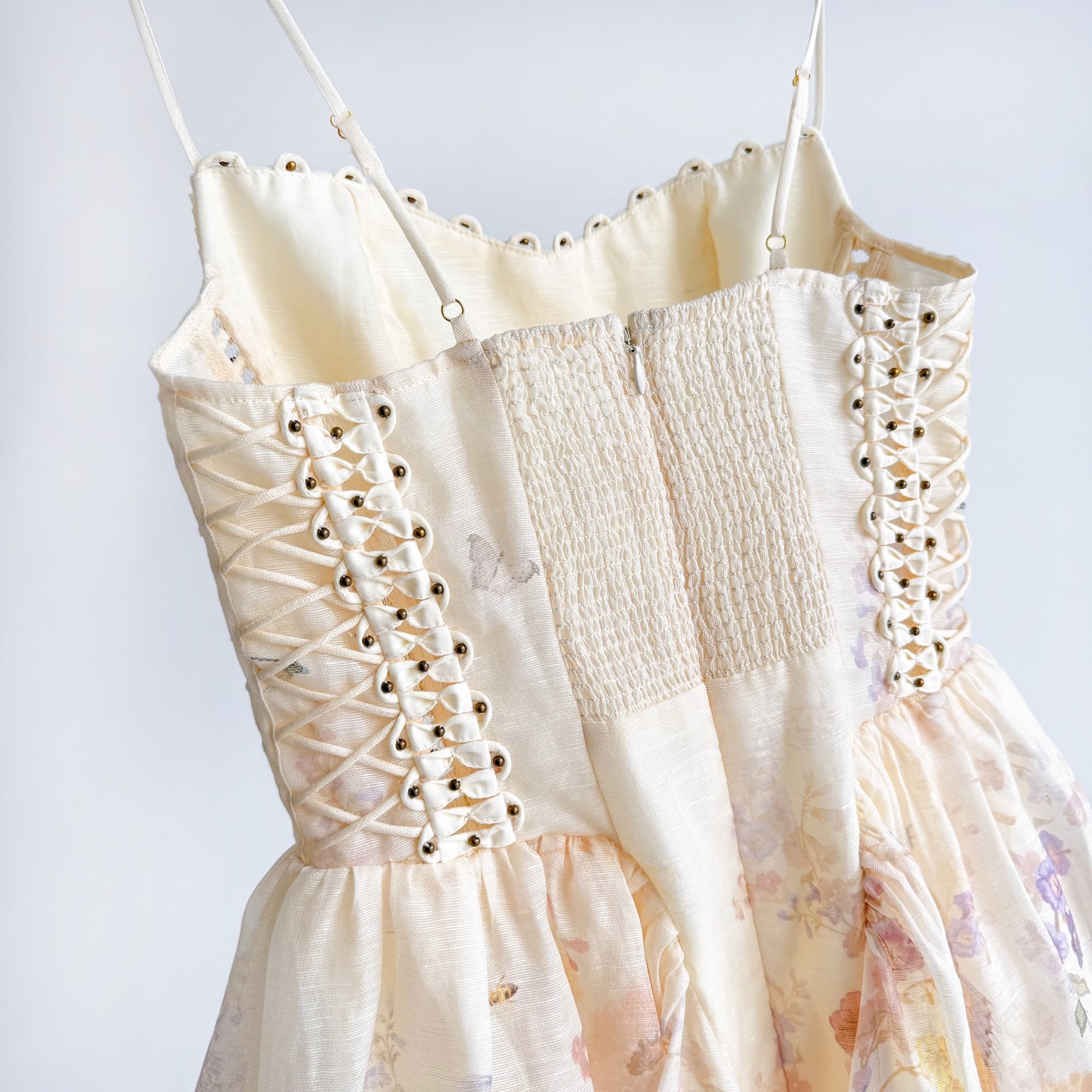 The Alchemy Beaded Mini Dress in Cream Multi Floral