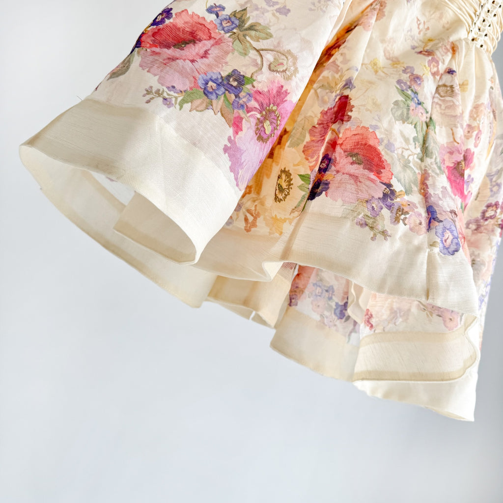 The Alchemy Beaded Mini Dress in Cream Multi Floral