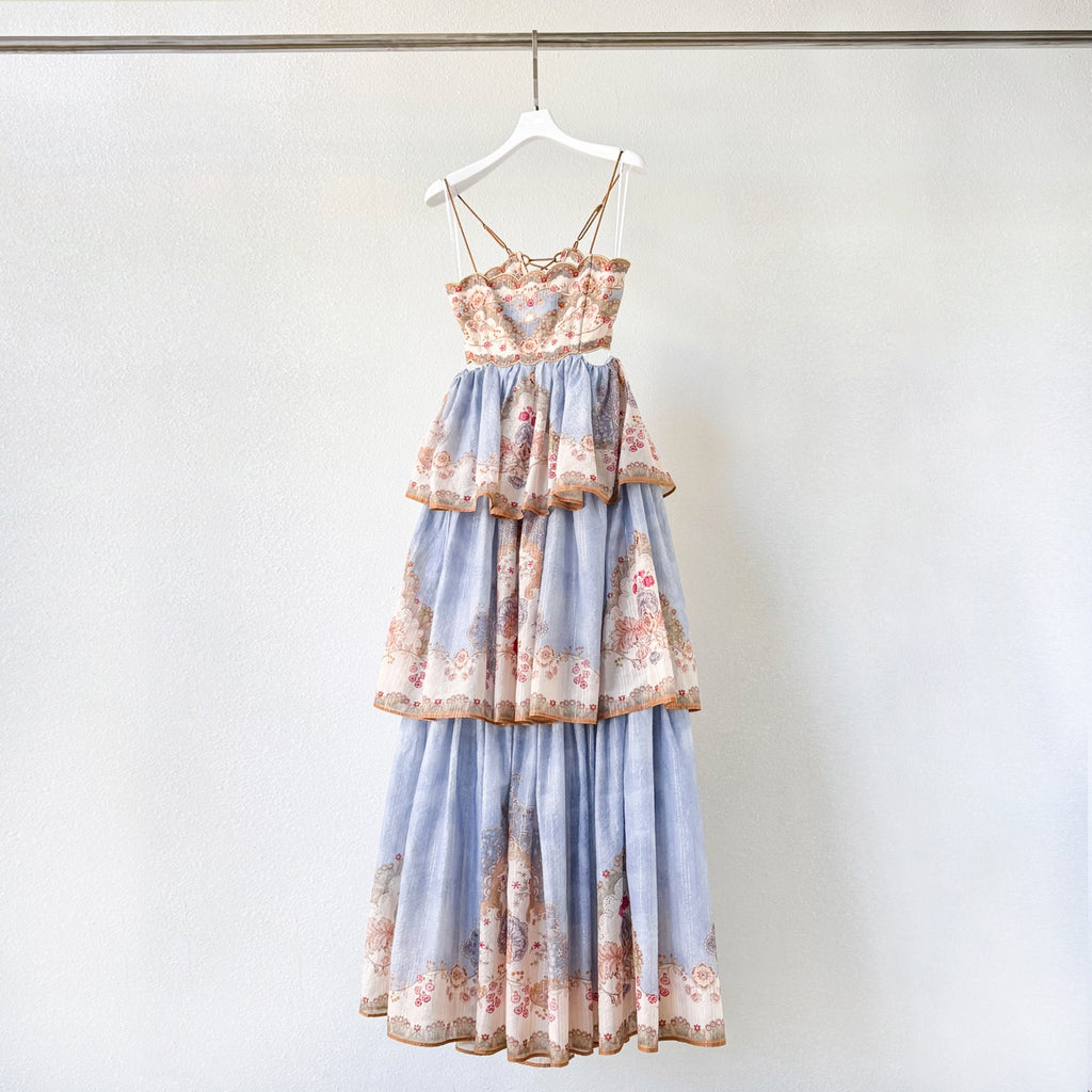 Mediterranean Holiday Floral Paisley Camisole Maxi Dress