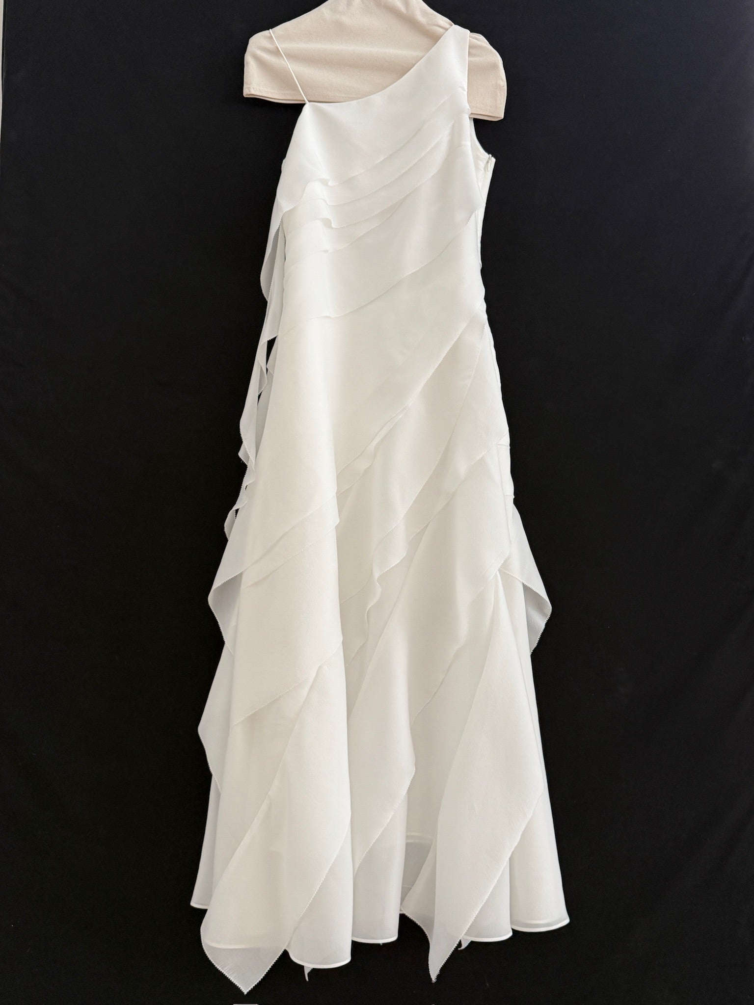 Irregular ruffled chiffon long dress