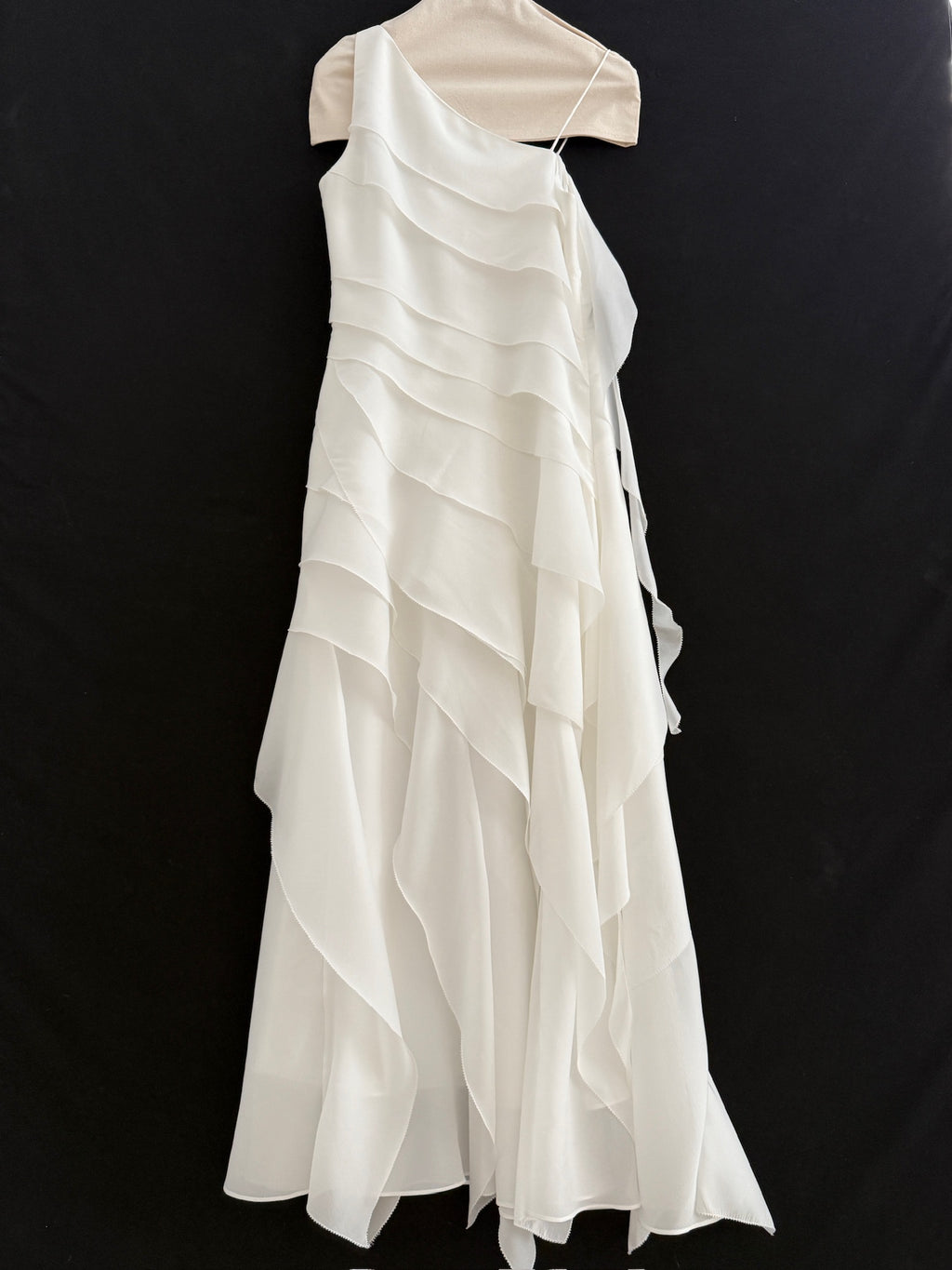 Irregular ruffled chiffon long dress