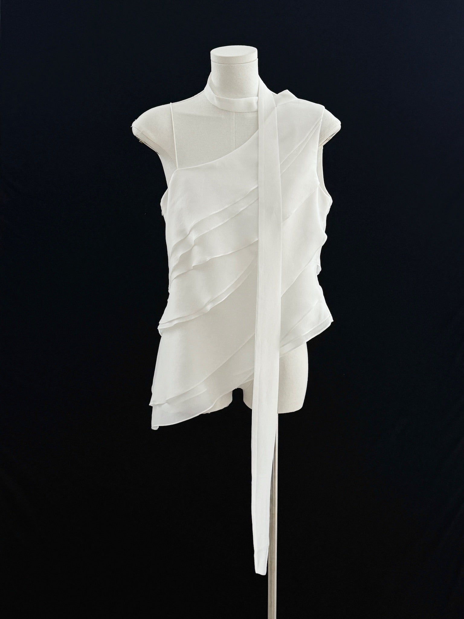 Irregular Ribbon‑Detail Top