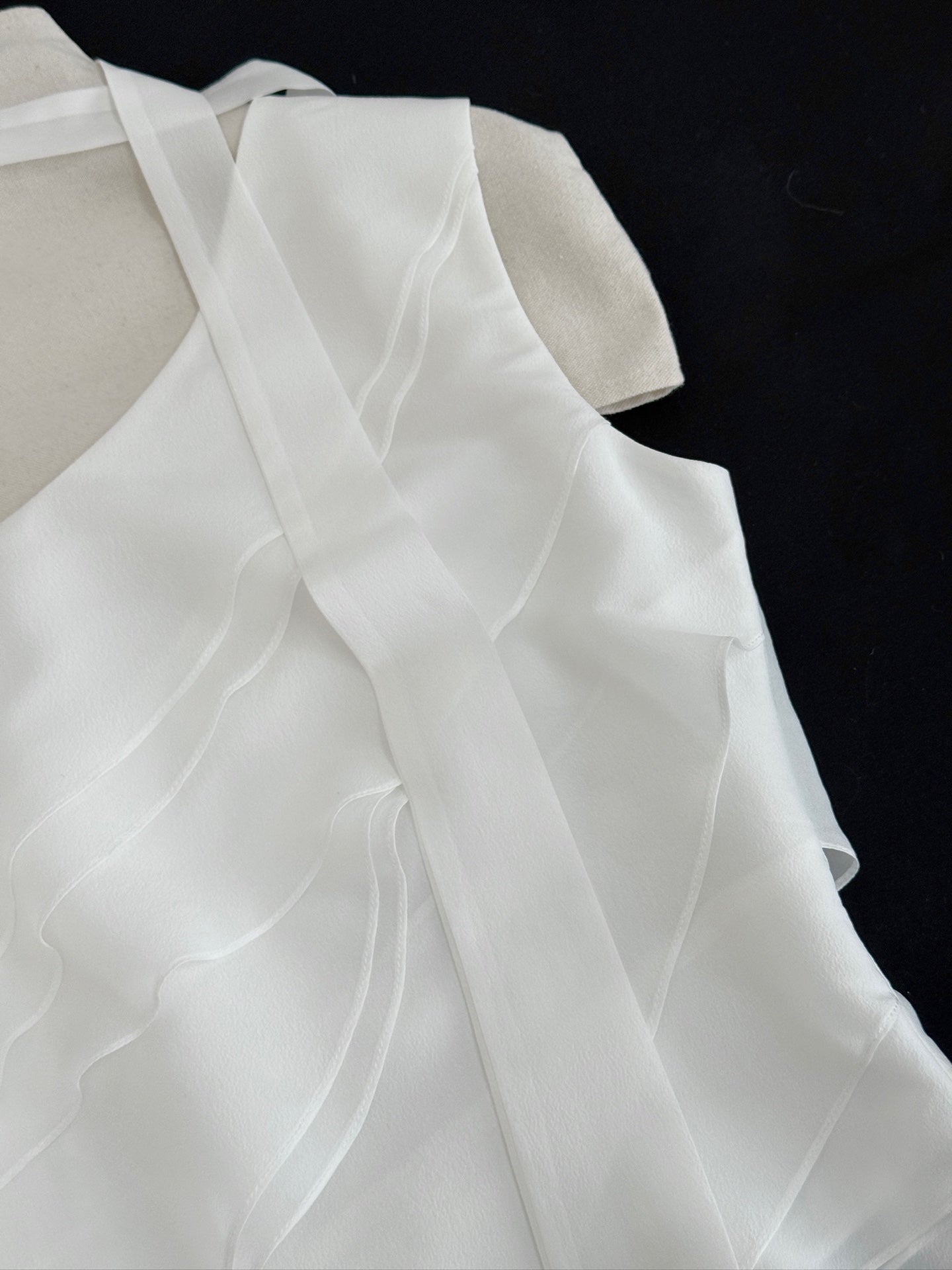 Irregular Ribbon‑Detail Top